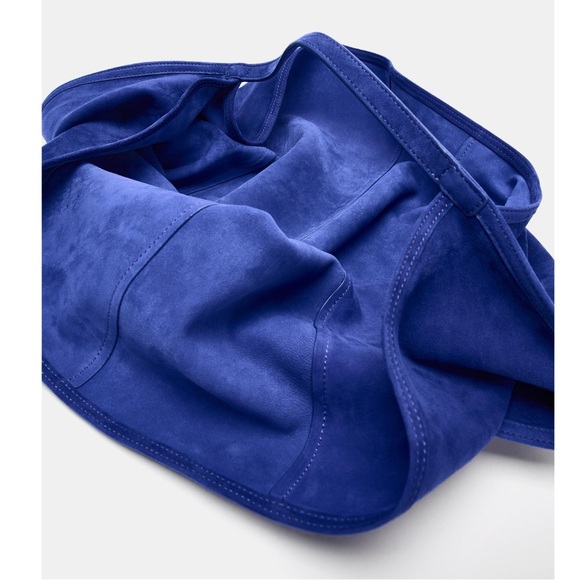 NWT Zara Suede Blue Tote Bag - Picture 4 of 5